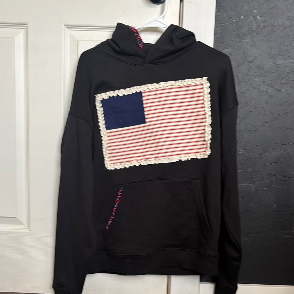 Black Hoodie with Flag Design